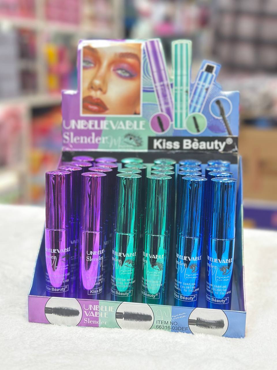 ریمل رنگی عمده کیس بیوتی . ((قیمت بسته ۲۴ عددی))