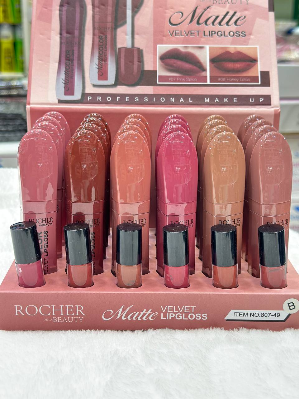 رژ مایع ROCHER عمده اصلی مدل 807_49 ((قیمت بسته ۲۴ عددی))))